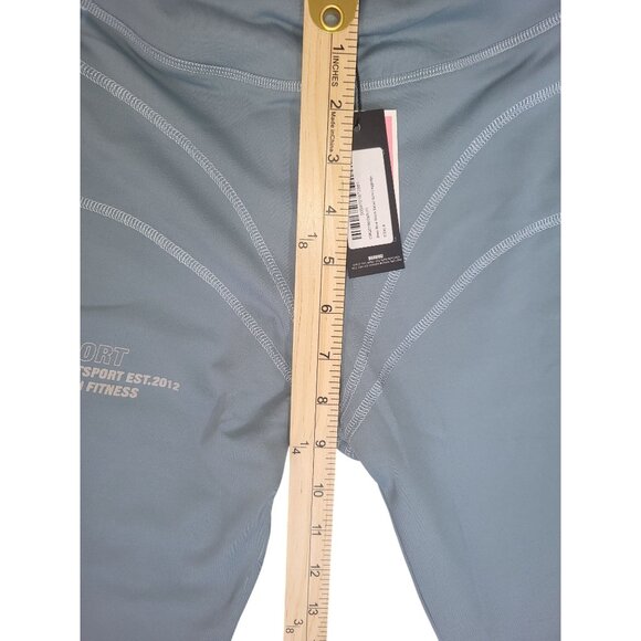 PrettyLittleThing Steel Blue Stitch Detail Gym Leggings Size 4 - Picture 7 of 8